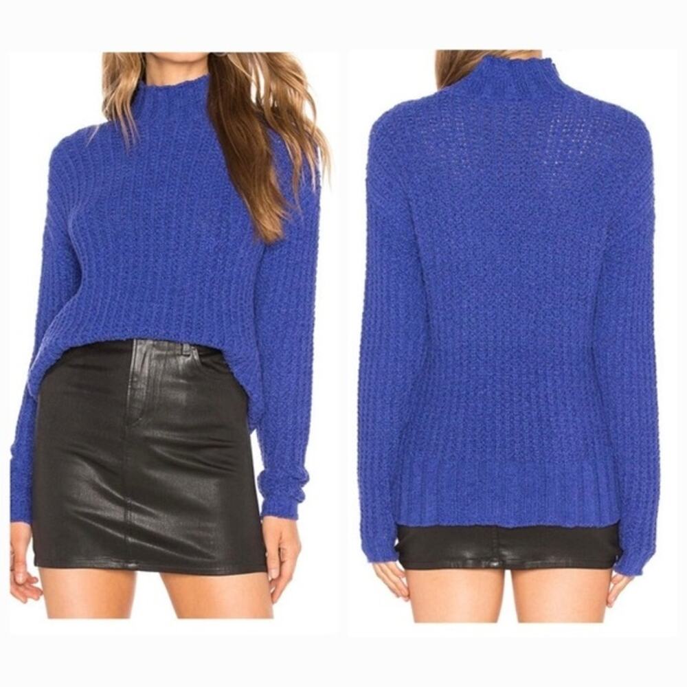 Tularosa Merle Sweater in Marble Blue Women’s Small Cotton Blend Soft Mock Neck